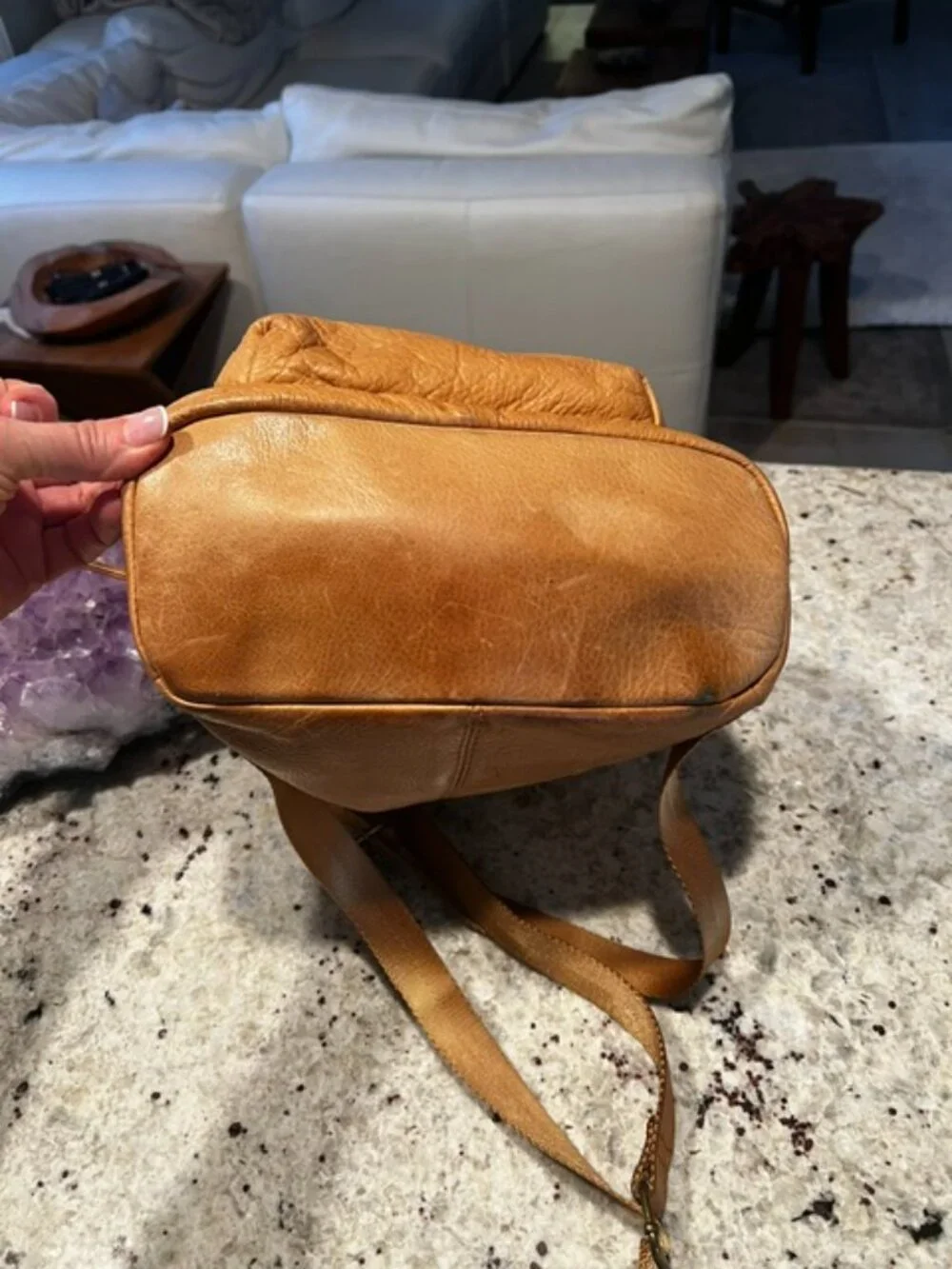 American Leather Co Rugged Back Pack ~ Butter Soft Natural Leather 14x12x5